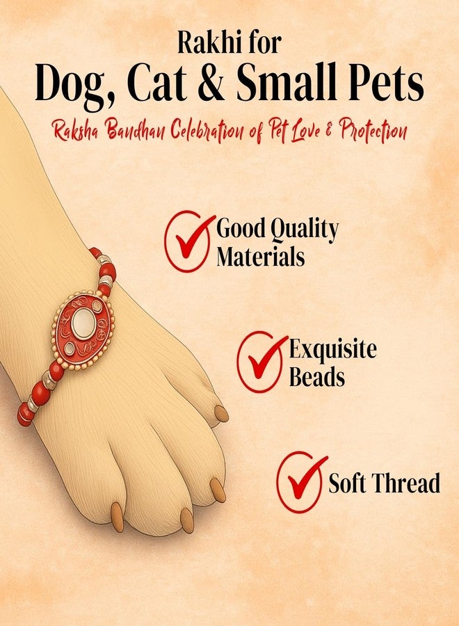 Sage Square Paw Bandhan Rakhi for Dog, Cat & Small Pets | Celebrate Bonds of Love This Raksha Bandhan | Cute Rakhi with Beads, Decorative Threads | Gift for Pet Lovers & Furry Companions (Type 25) - Image 4
